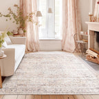 Bileehome Nursery Rug Girl Baby,Boho Neutral Washable Soft 6X9 Area Rug For Bedroom,Pink And Grey
