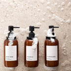 Stylish Shampoo And Conditioner Dispenser Set Of 3 For Wall Mount - Modern Drill Free 21Oz Shower Soap Bottles With Labels - Eas
