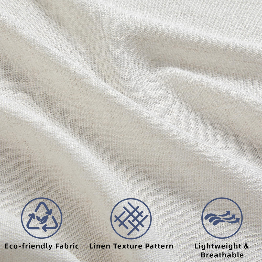 Daysu Linen Curtains 108 Inches Long 2 Panels Set For Bedroom/Living Room, Ivory Semi Sheer Farmhouse Curtains, Rod Pocket Hook