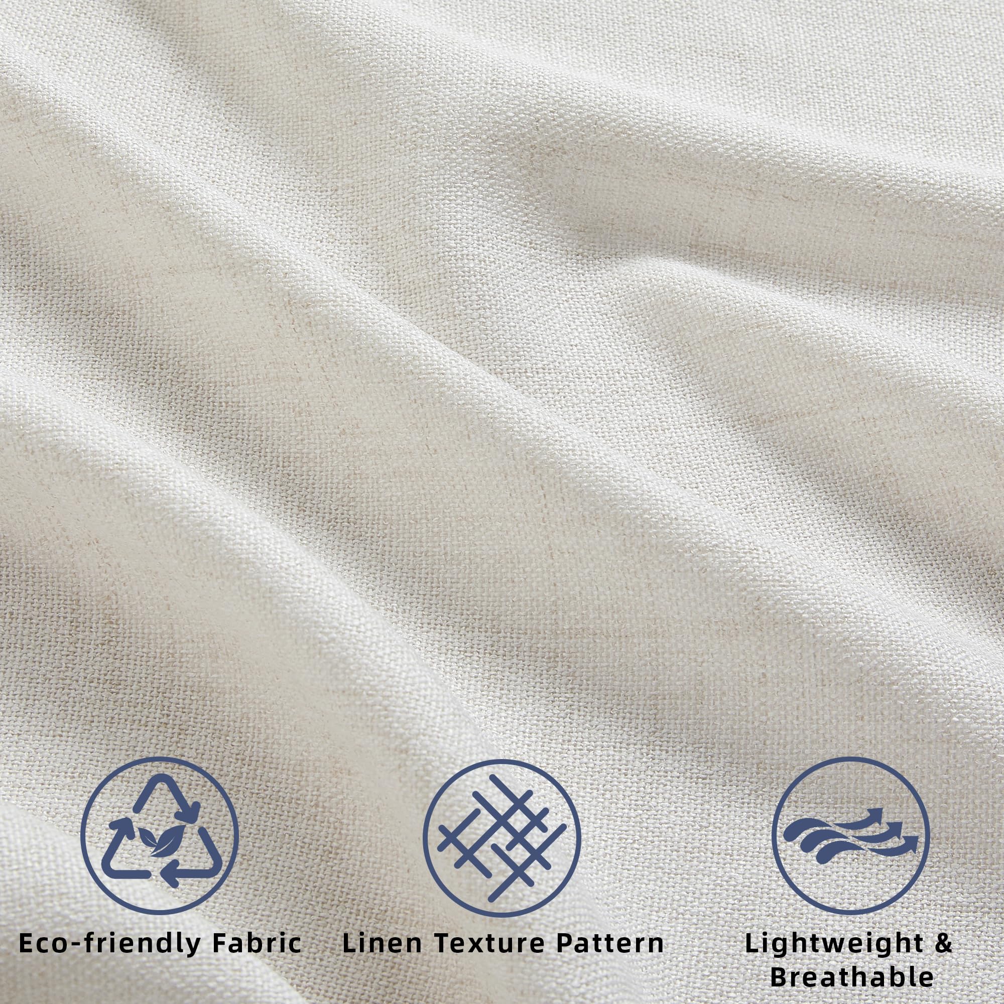 Daysu Linen Curtains 108 Inches Long 2 Panels Set For Bedroom/Living Room, Ivory Semi Sheer Farmhouse Curtains, Rod Pocket Hook