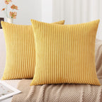 Mecatny Corduroy Fall Throw Pillow Covers 18X18 Set Of 2 - Striped Decorative Pillow Covers For Living Room, Bed - Soft Square C