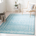 SAFAVIEH Tulum Collection Accent Rug - 4 x 6, Turquoise & Ivory, Moroccan Boho Distressed Design, Non-Shedding & Easy Care, Id