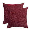 Calitime Pack Of 2 Cozy Throw Pillow Covers Cases For Couch Sofa Home Decoration Solid Dyed Soft Chenille 16 X 16 Inches Burgund