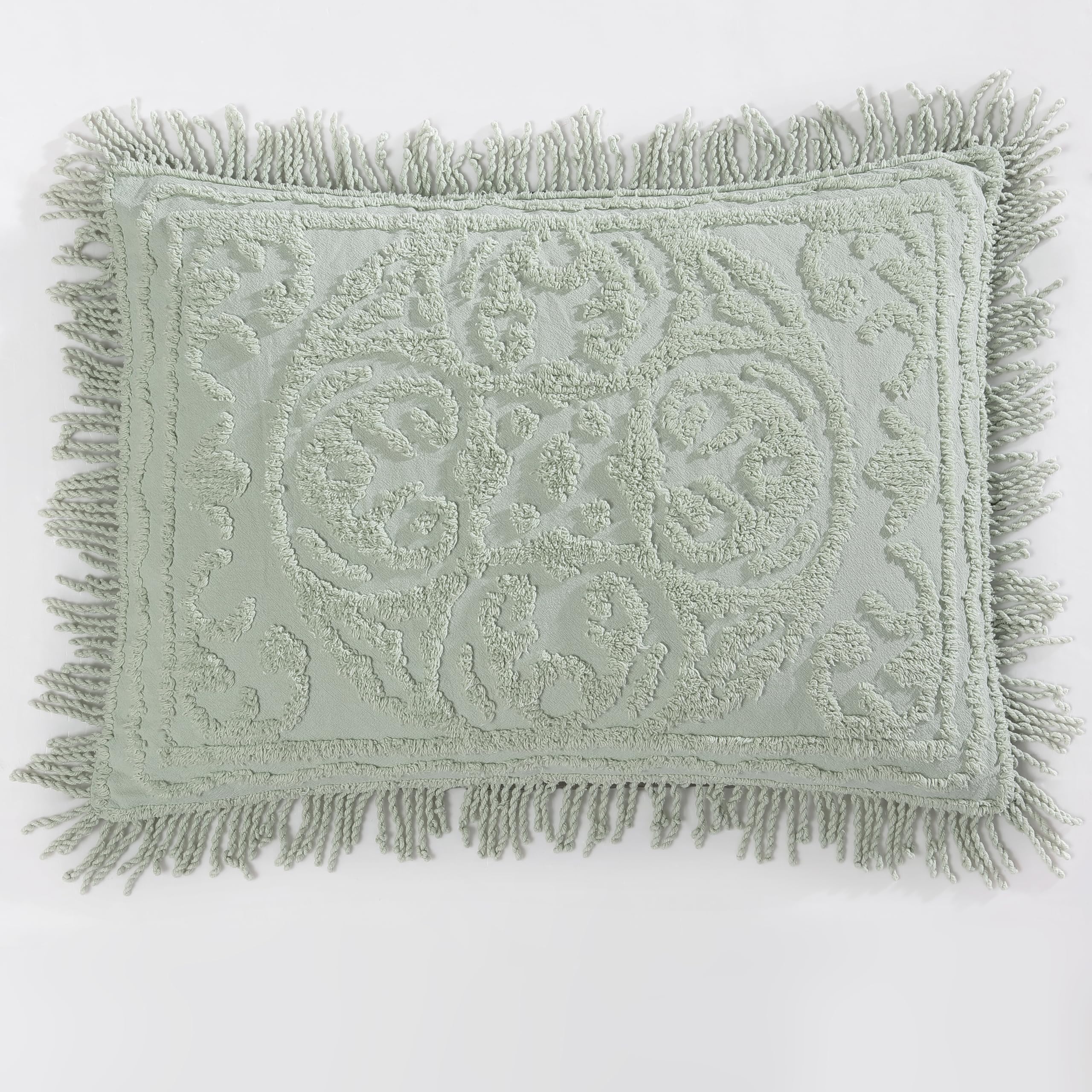 Beatrice Home Fashions Medallion Chenille Bedspread, King Sham, Sage