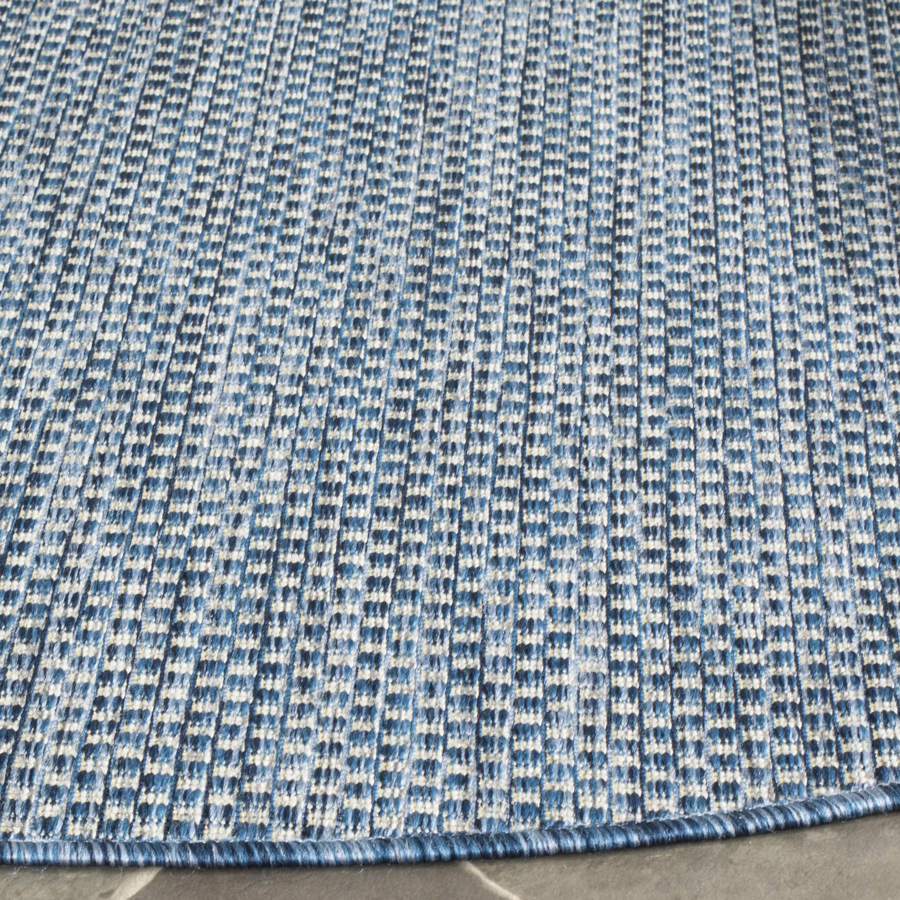 Safavieh Courtyard Collection 7'1' Round Navy/Grey Cy8521 Indoor/ Outside Waterproof Easy Cleansingpatio Backyard Mudroom Area Mat