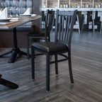 Flash Furniture HERCULES Series Black Vertical Back Metal Restaurant Chair - Black Vinyl Seat