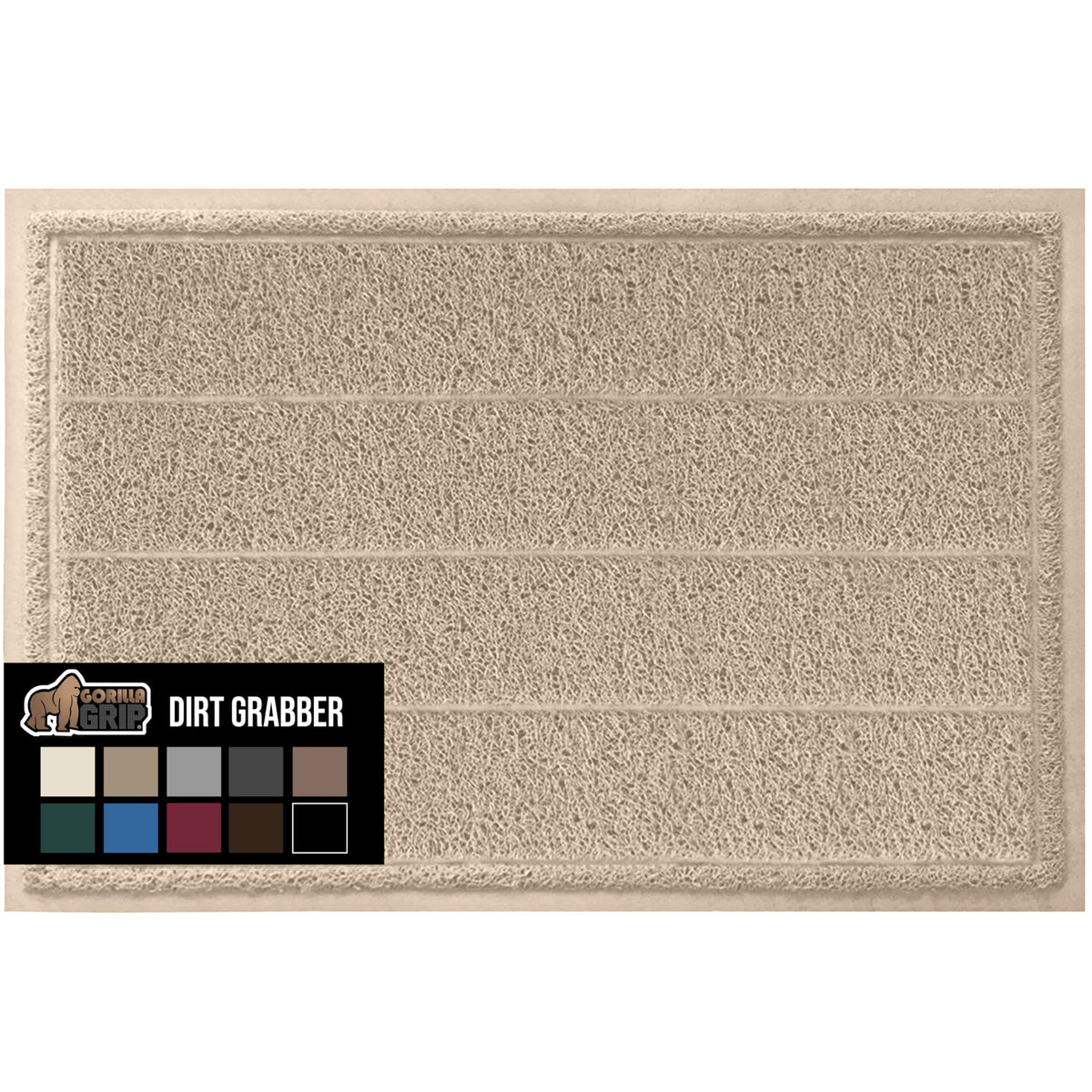 Gorilla Grip Dirt Grabber Mesh Door Mat, Low-Profile, Stain And Fade Resistant Heavy Duty Quick Dry Striped Doormat, Mats For Indoor Or Outdoor Entry, Shoe Scraper, Garage Entrance Mat, 47X35, Beige