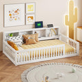 Kids Montessori Floor Bed with Bookcase,Twin XL Size Floor Bed with Charging Station,Floor Bed Frame with Guardrails for Kids,Fl