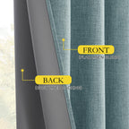 Nicetown 100% Absolutely Blackout Linen Curtains With Thermal Insulated White Liner, Skylark Blue, 52 Inches Wide, 84 Inches Length Energy Saving Curtains For Living Room 2 Panels Set, Vertical Blinds