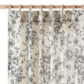 Jinchan Pinch Pleated Curtains Floral Linen Curtains For Living Room 90 Inches Long Black Peony Flower Printed Curtains Rod Pock