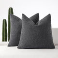 Romandeco Boucle Decorative Throw Pillow Covers For Couch Set Of 2, 22X22 Inches, Charcoal