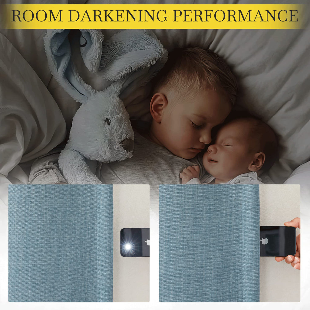 Nicetown Faux Linen Mist Blue Curtains For Living Room, Pinch Pleated Curtains Room Darkening Window Treatments Thermal Drapes L