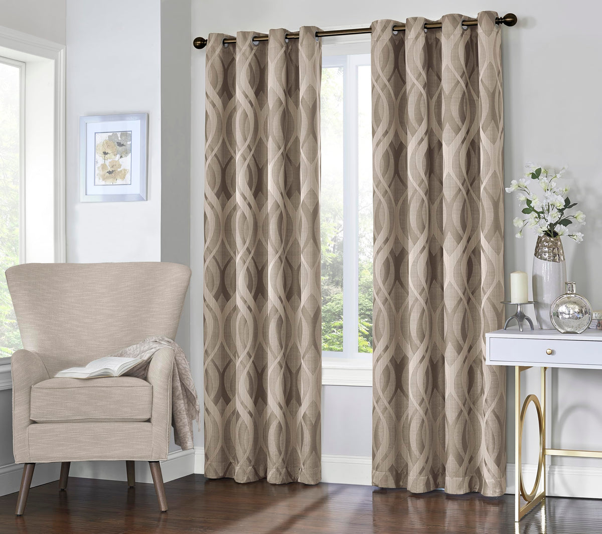 Eclipse Caprese 52'' x 108'' Insulated Darkening Single Panel Grommet Top Window Treatment Living Room, 52 in x 108 in, Taupe