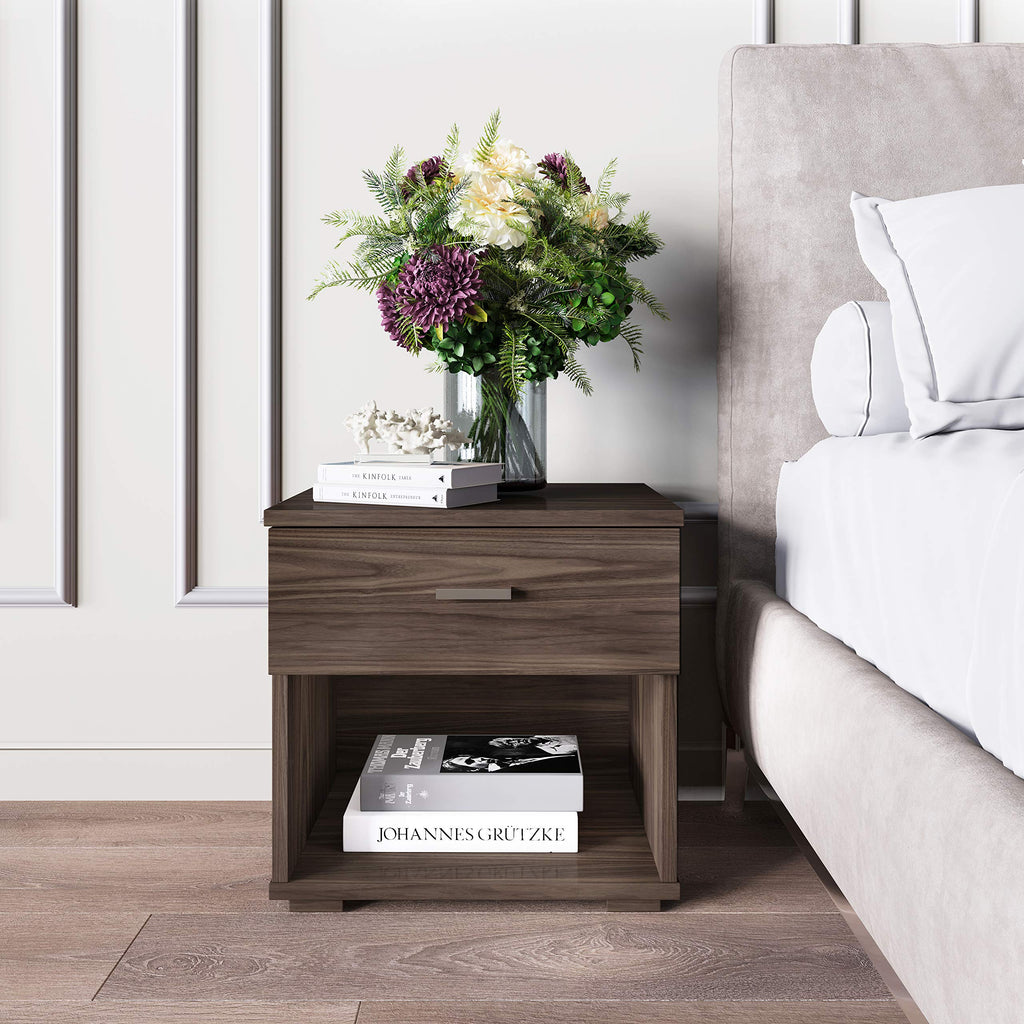 Boyd Sleep Novara, Deep Drawer With Euro Glides And Contemporary Styling, Walnut Nightstand