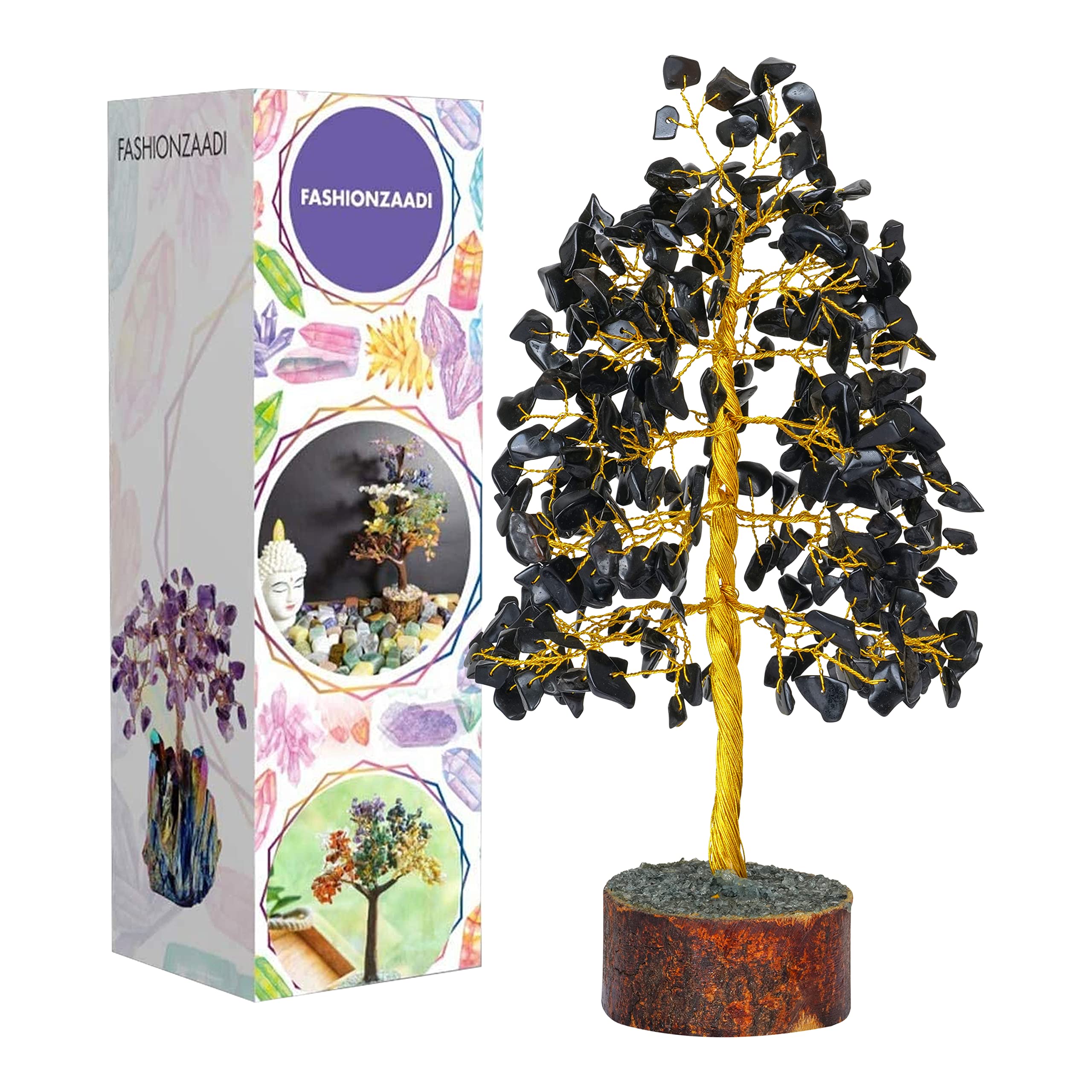 Black Tourmaline Gemstone Tree - Feng Shui Money Bonsai Tree for Home Decor - Black Tourmaline Crystal Spiritual Gift - Good Ene