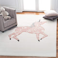 SAFAVIEH Carousel Kids Collection Accent Rug - 4 x 6, Ivory & Pink, Non-Shedding & Easy Care, Ideal for High Traffic Areas for