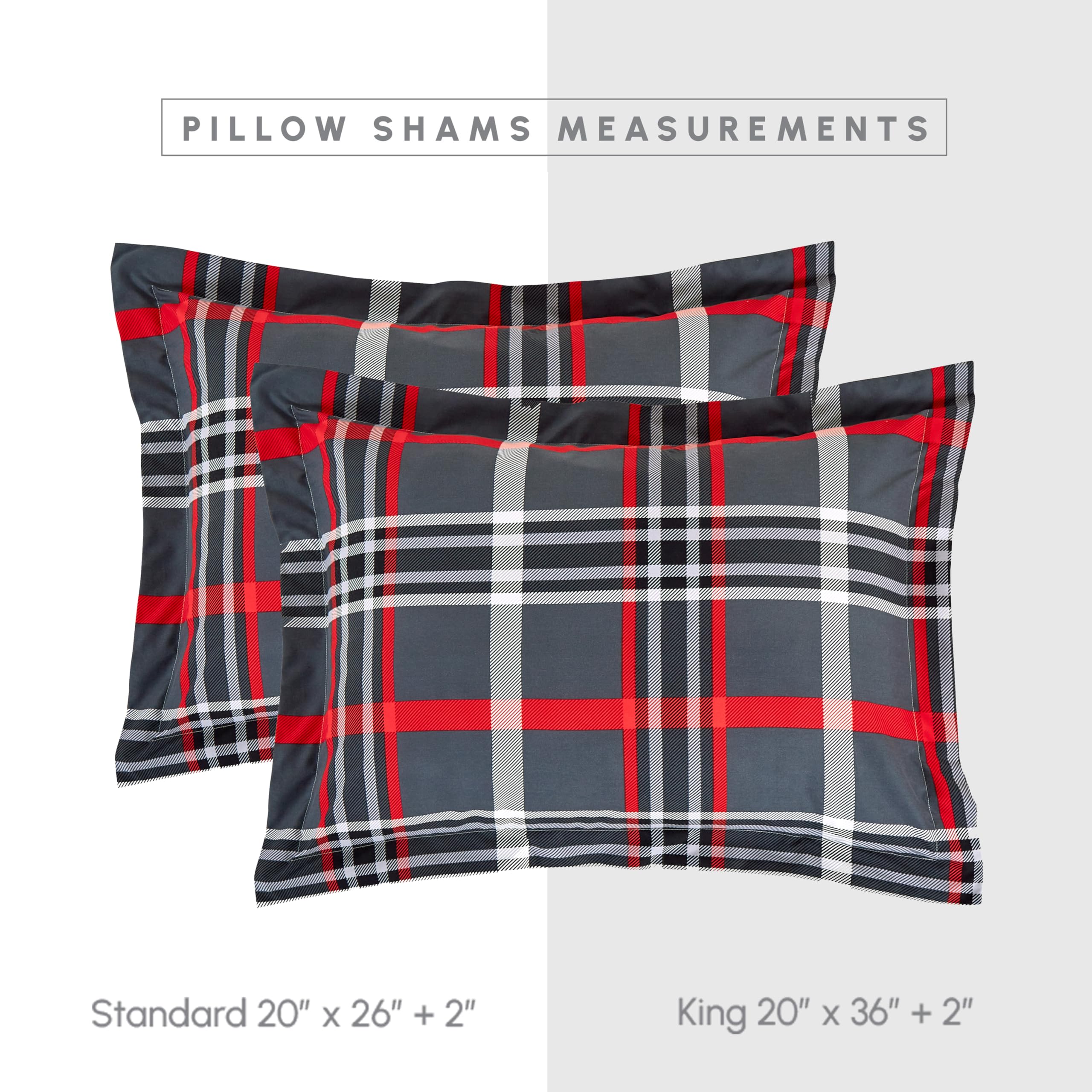 Elegant Comfort Silky Soft 8-Piece Plaid Lodge Bed-In-A-Bag Comforter Set, Includes 4Pc Smart Sheet Set, Comforter, Decorative Pillow, Matching Pillowcases And Shams - Full/Queen, Gray