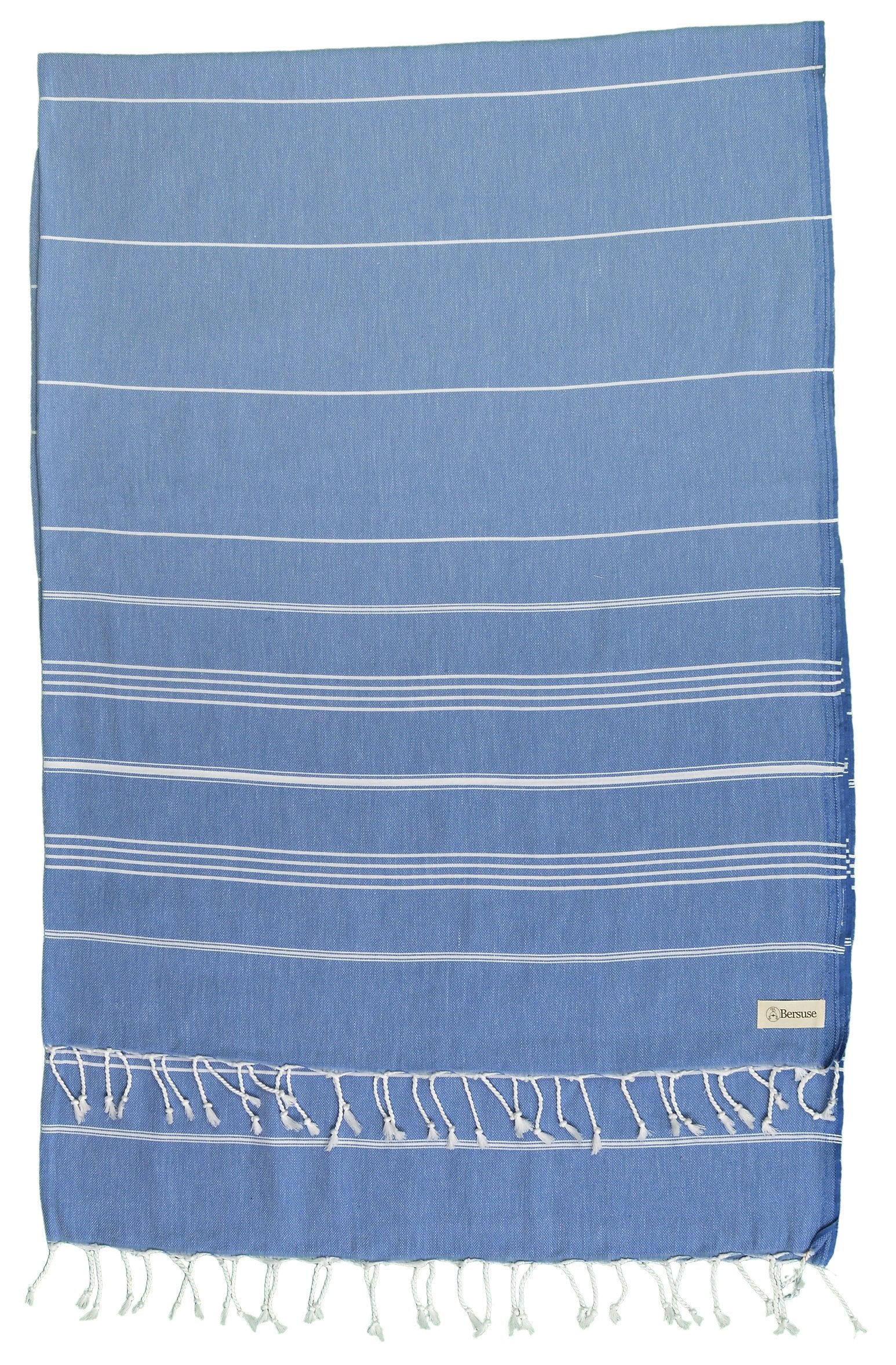 Bersuse 100% Cotton - Anatolia Xl Throw Blanket Turkish Towel - 61 X 82 Inches, Grey Blue