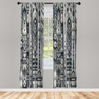 Ambesonne Southwestern Window Curtains, Monochrome Look Geometric Ethnic Tribal Stripes Abstract Motifs, Lightweight Decor 2-Pan