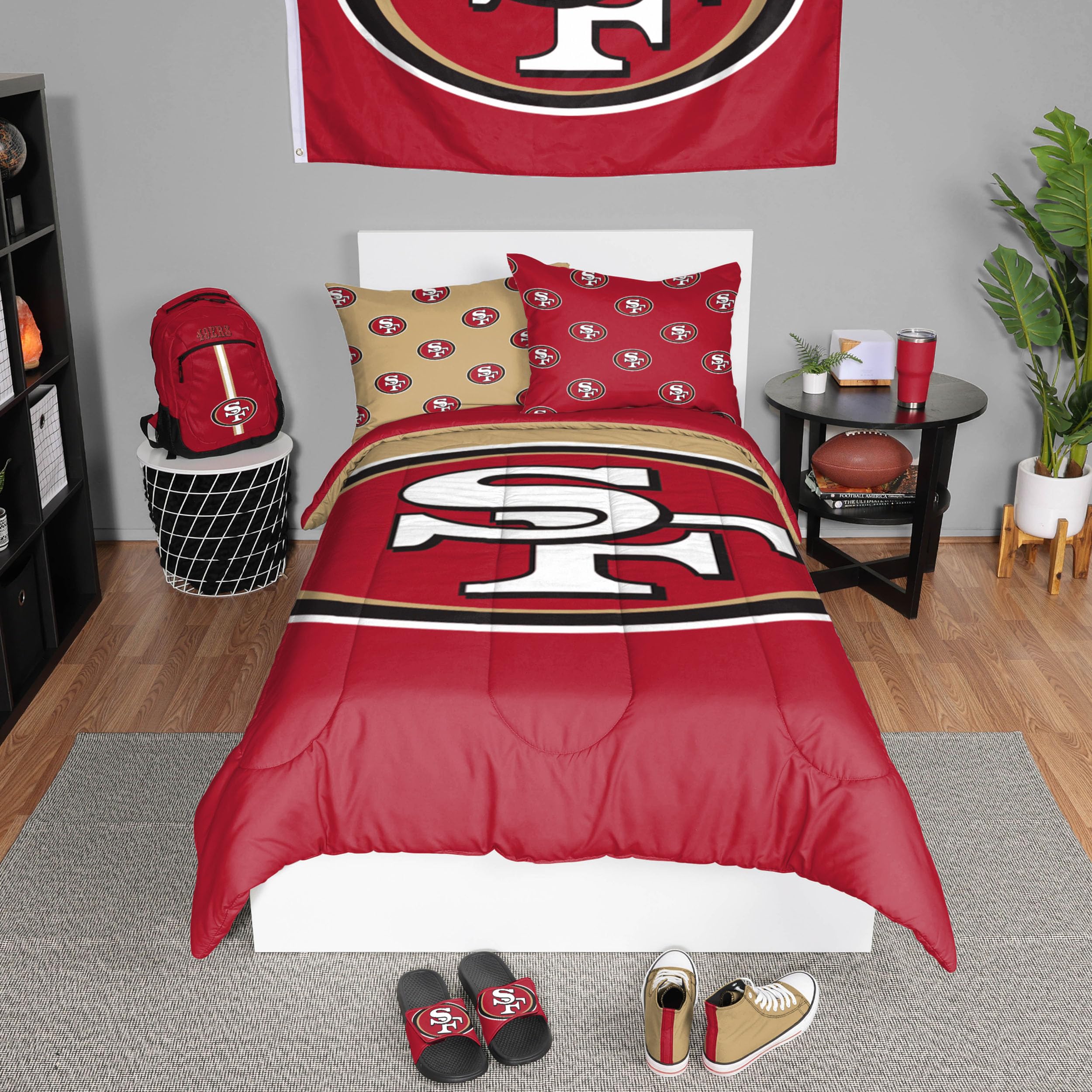 Foco San Francisco 49Ers Nfl Team Color Bed In A Bag Comforter Bedding 3 Piece Twin Set