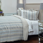 Rizzy Home | BT4229 | King Sham | 20"x36" Gray/Blue/Neutral Stripe
