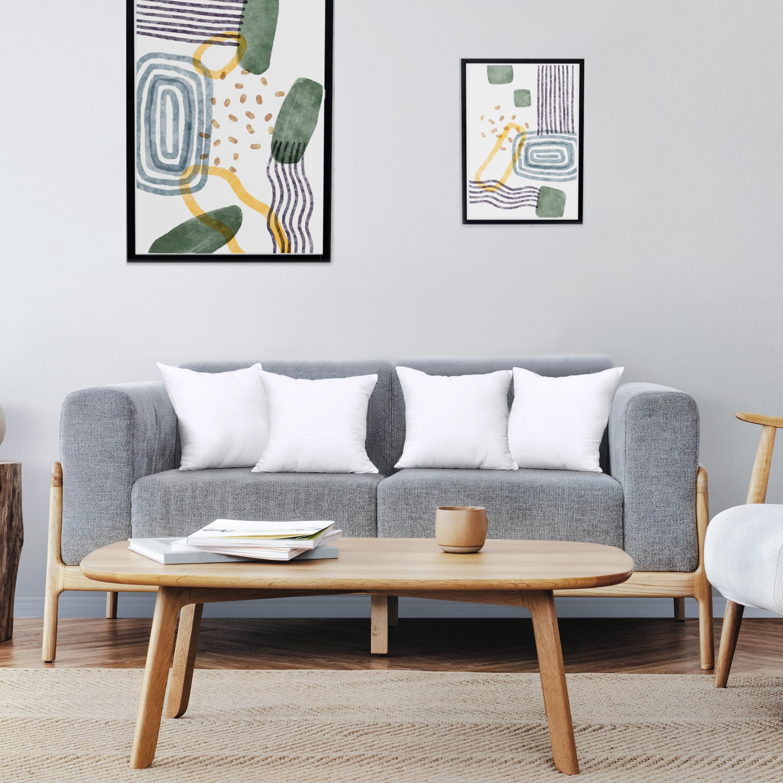 Utopia Bedding White Throw Pillows Set of 4, 12x12 Inches Decorative Cushions for Sofa, Bed, and Couch