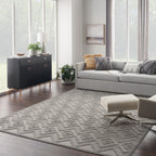 Nourison Versatile Indoor/Outdoor Silver Grey 9' X 12' Area Rug, Easy Cleaning, Non Shedding, Bed Room, Living Room, Dining Room, Deck, Backyard, Patio, High Traffic Area (9X12)
