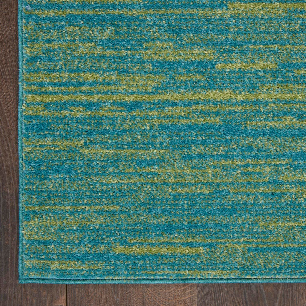 Nourison Essentials Indoor/Outdoor Blue Green 7' X Square Area -Rug, Easy -Cleaning, Non Shedding, Bed Room, Living Room, Dining Room, Backyard, Deck, Patio (7 Square)