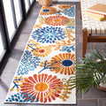 SAFAVIEH Cabana Collection 2 x 14 Cream/Red CBN832A Floral Indoor/ Outdoor Non-Shedding Easy-Cleaning Patio Backyard Porch Dec
