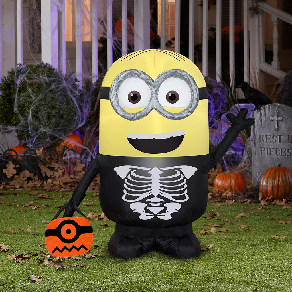 Gemmy Inflatable Halloween Decoration Dave as Skeleton 3 ft Multi Vinyl