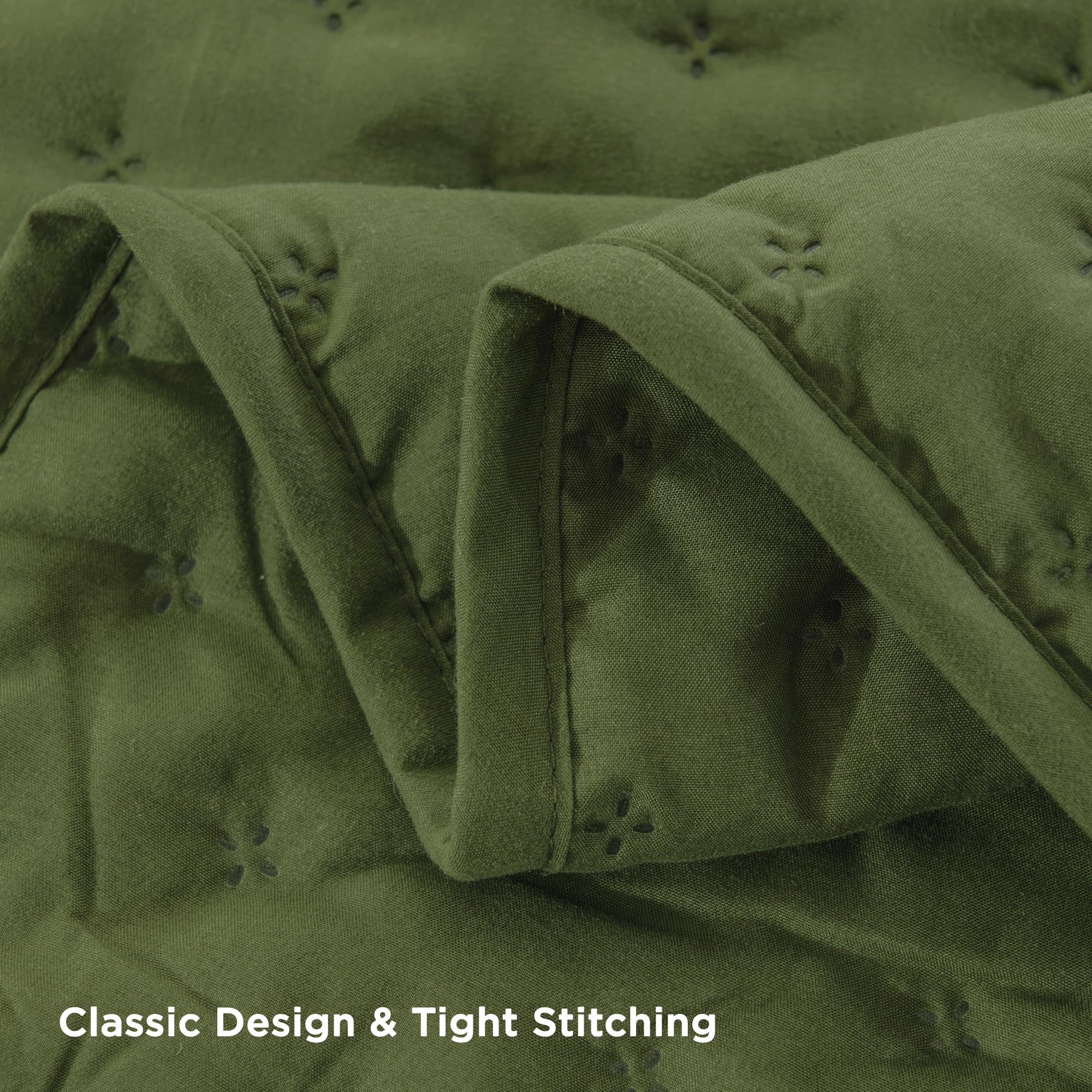 Andency Olive Green California King Size Quilt Bedding Set (112X104 Inch), 3 Pieces Soft Lightweight Bedspread Coverlet, Boho Su