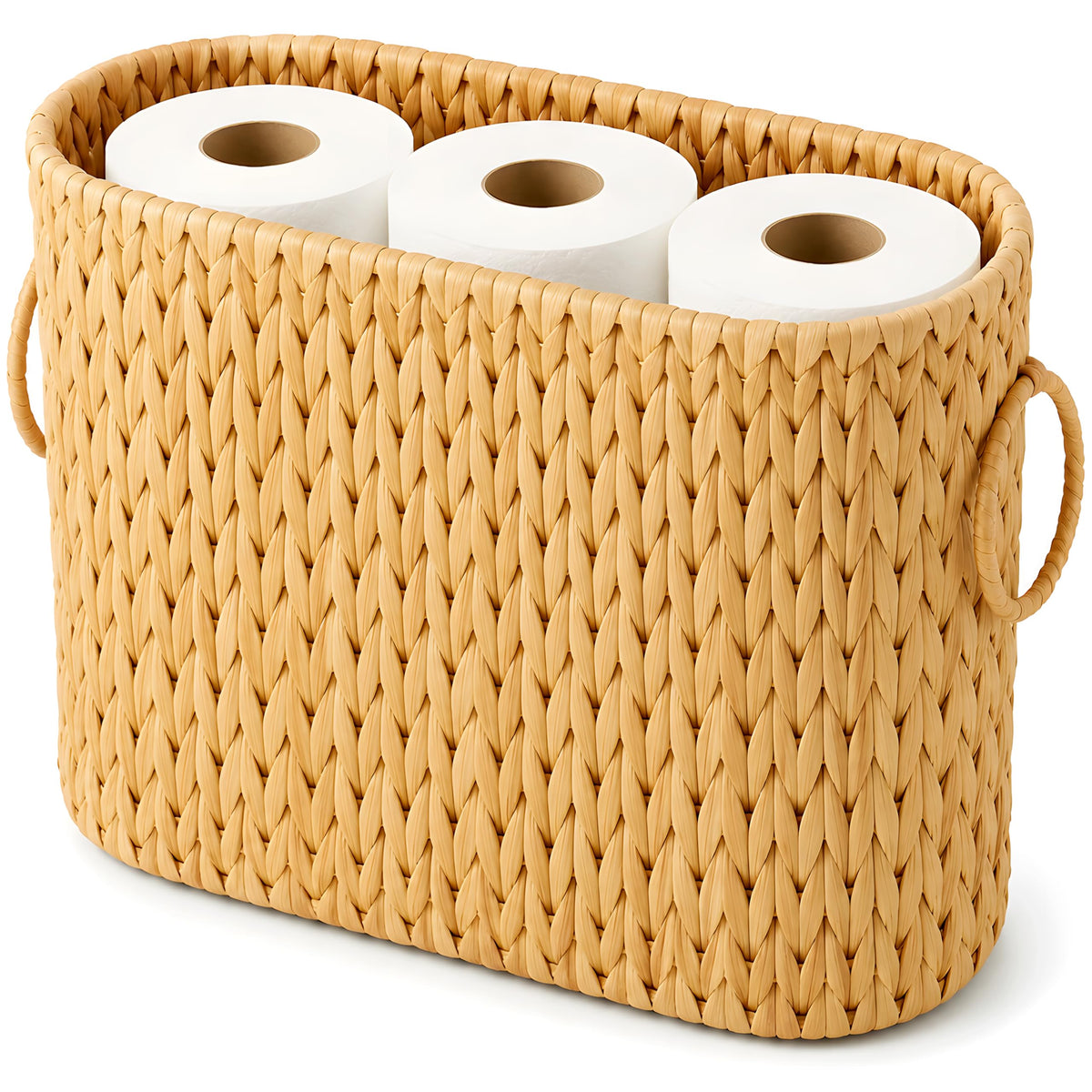 Toilet Paper Storage Basket, Natural Water Hyacinth Wicker Storage