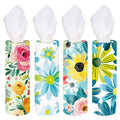 VIYNRAN 4-Pack Car Tissue Cylinders - Cute Floral Pattern, Fits Cup Holders, Travel Tissue Tubes with Facial Tissues (Cute Flora
