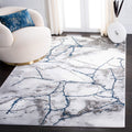 SAFAVIEH Craft Collection Accent Rug - 27 x 5, Ivory Grey & Blue, Modern Abstract Design, Non-Shedding & Easy Care, Ideal for 
