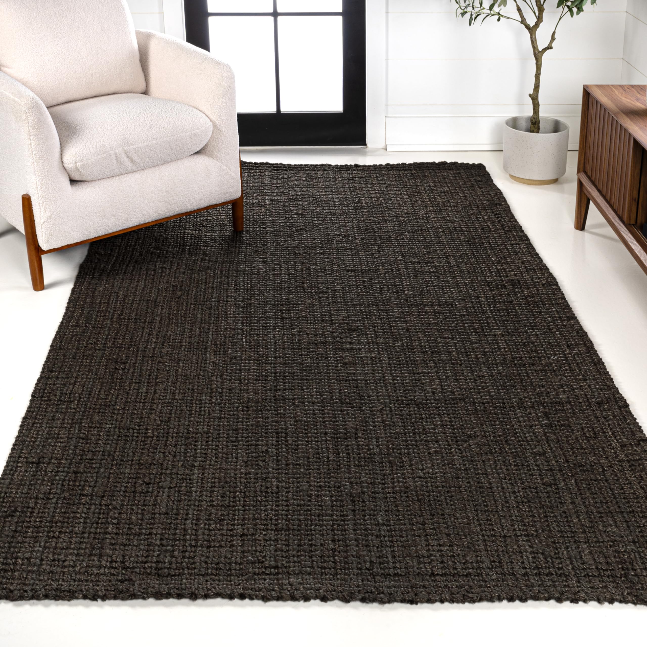 JONATHAN Y NRF102G-4 Pata Hand Woven Chunky Jute Brown 4 ft. x 6 ft. Area Rug Rustic, Vintage, Industrial, Perfect for Bedroom, 