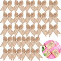 30 Pieces Burlap Bows Burlap Bow Knot Handmade Burlap Decorative Bowknot Natural Ornament Bow for Christmas Decorate Tree Festiv