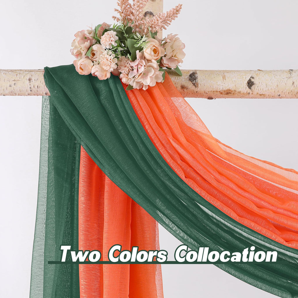 Donren 144 Inches Long Emerald Green Window Scarf For Party - Luxury Soft Semi Sheer Scarf Valance For Wedding (1 Panel,Dark Gre