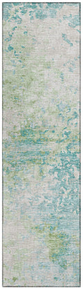 Addison Rugs Indoor/Outdoor Accord Aac35 Green Washable 2'3" X 7'6" Indoor Outdoor Runner Rug, Easy Clean, Machine Washable, Non Shedding, Bedroom, Living Room, Dining Room, Kitchen, Patio Rug