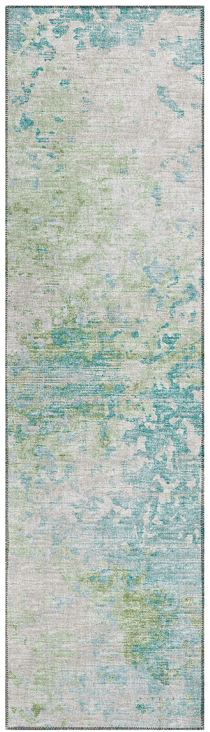 Addison Rugs Indoor/Outdoor Accord Aac35 Green Washable 2'3" X 7'6" Indoor Outdoor Runner Rug, Easy Clean, Machine Washable, Non Shedding, Bedroom, Living Room, Dining Room, Kitchen, Patio Rug