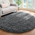 ONASAR Gray Round Area Rug 4ft, Soft Bedroom Circle Rugs Mats for Kids Girls Teen Room, Fluffy Plush Shaggy Carpet for Baby Nurs
