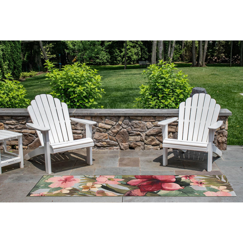 Liora Manne Marina Low Profile Durable Indoor/Outdoor Woven Rug- Tropical Floral Multi 1'11' X 7'6'
