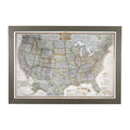 Push Pin Travel Maps Executive US with Personalized Barnwood Gray Frame and Pins - 27.5 inches x 39.5 inches