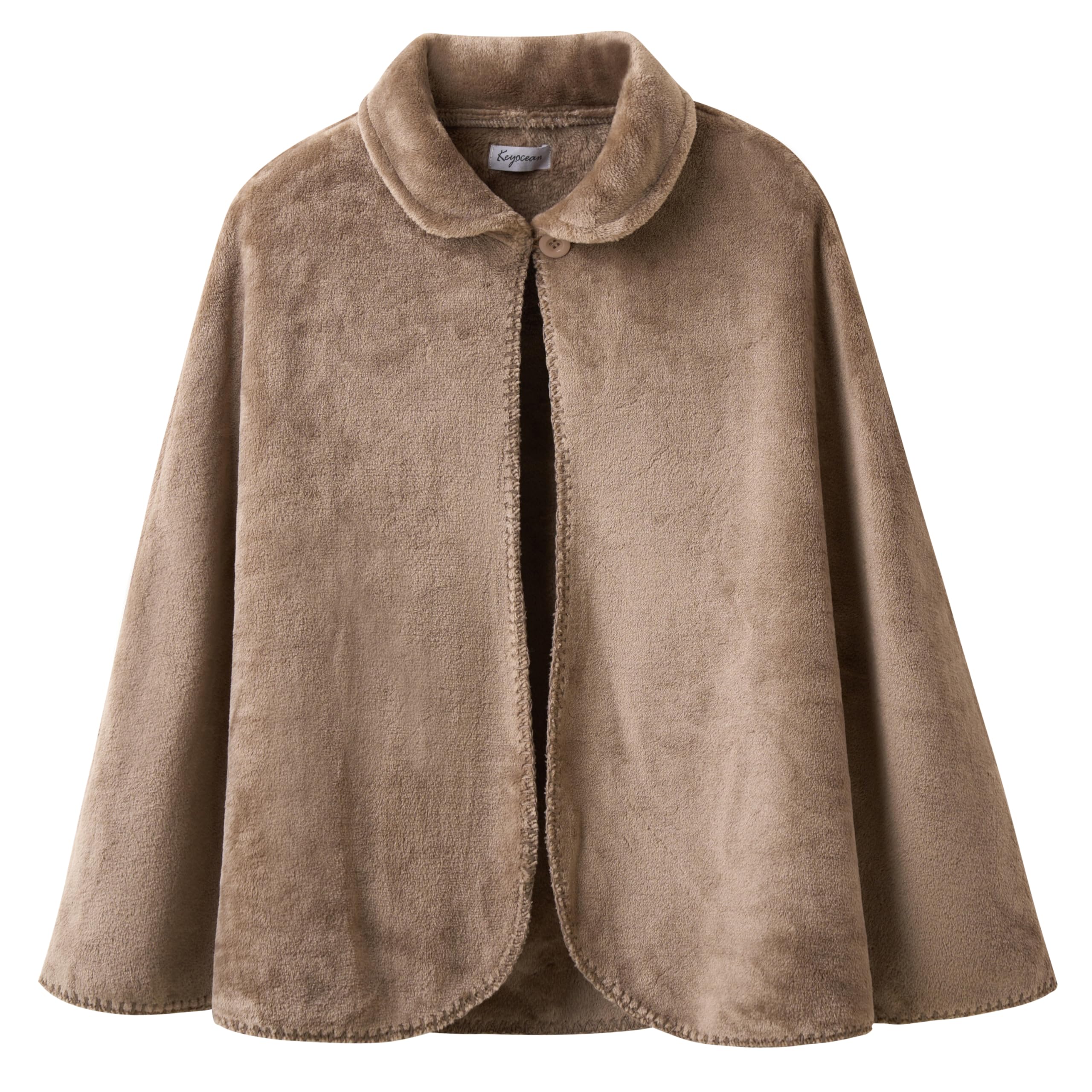 Keyocean Women Cape for Sleep, Easy On Cozy Fleece Bed Jacket Blanket for Elderly, Steeple Taupe, Large