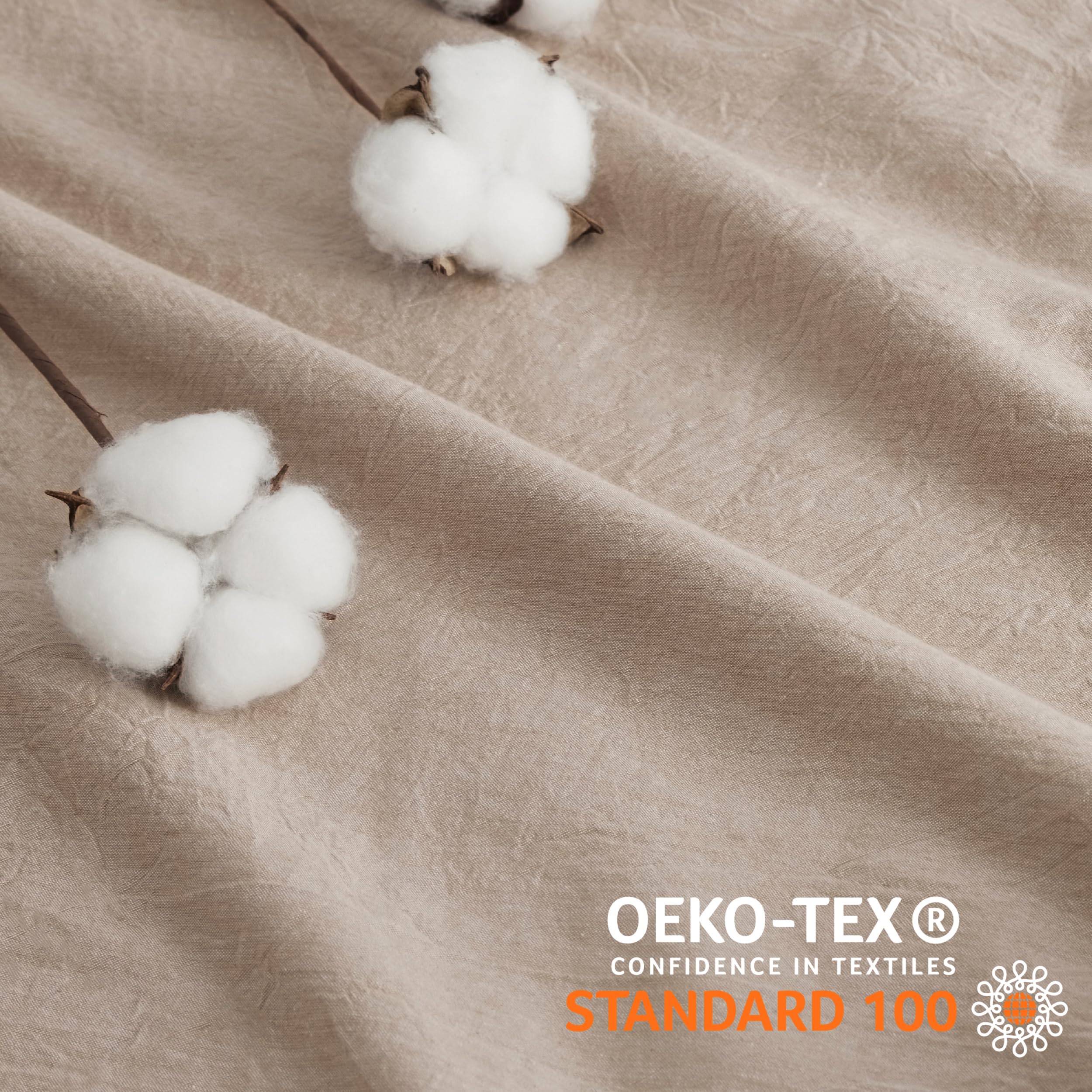 Bedsure 100% Washed Cotton Duvet Cover Twin - Warm Sand Minimalist Duvet Cover Set Linen Like - 2 Pieces Gentlesoft™ Plain Simple Cotton Bedding Set With 1 Pillow Sham (Warm Sand, Twin, 68'X90')