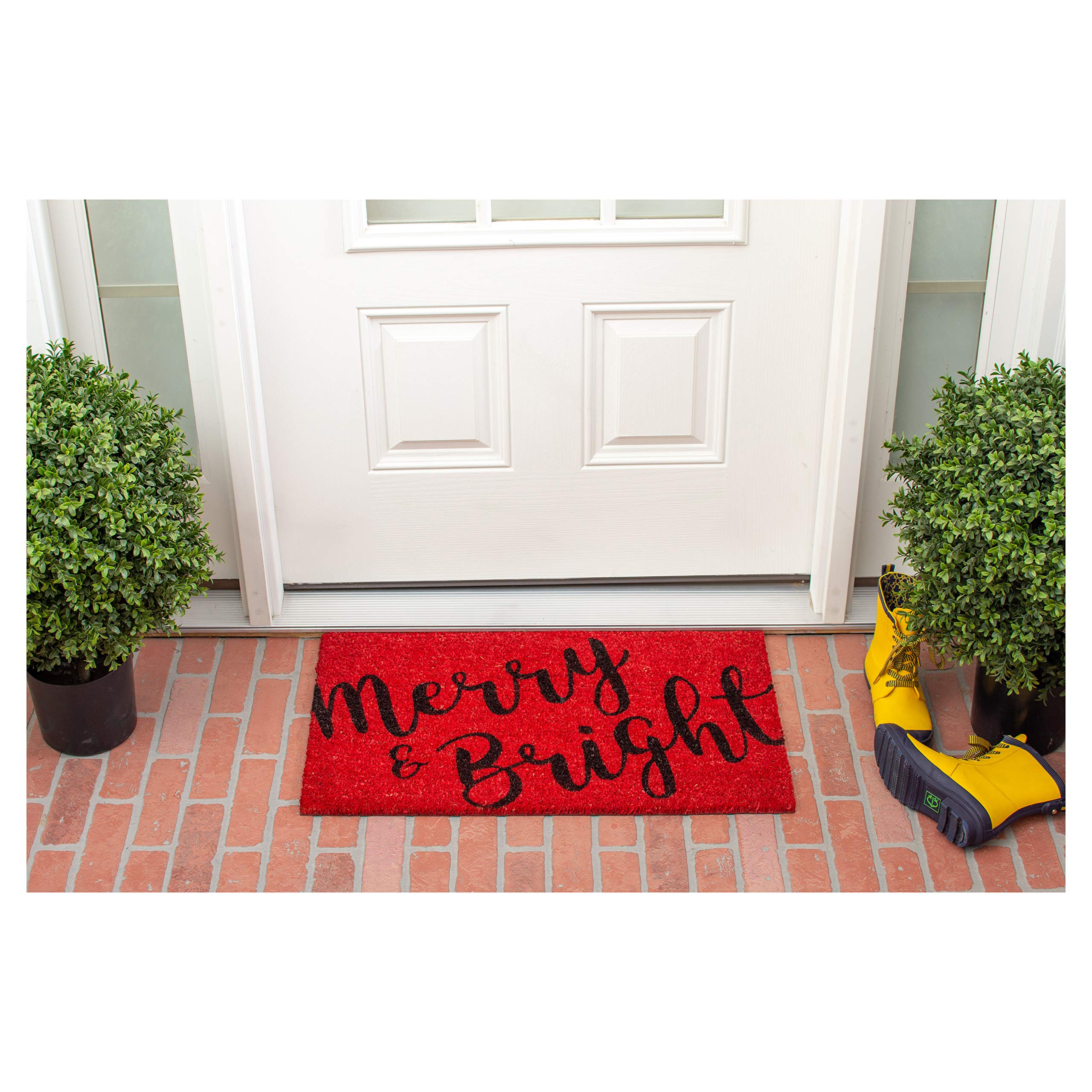 Calloway Mills 104971729 Merry & Bright Doormat, 17' X 29', Red/Black