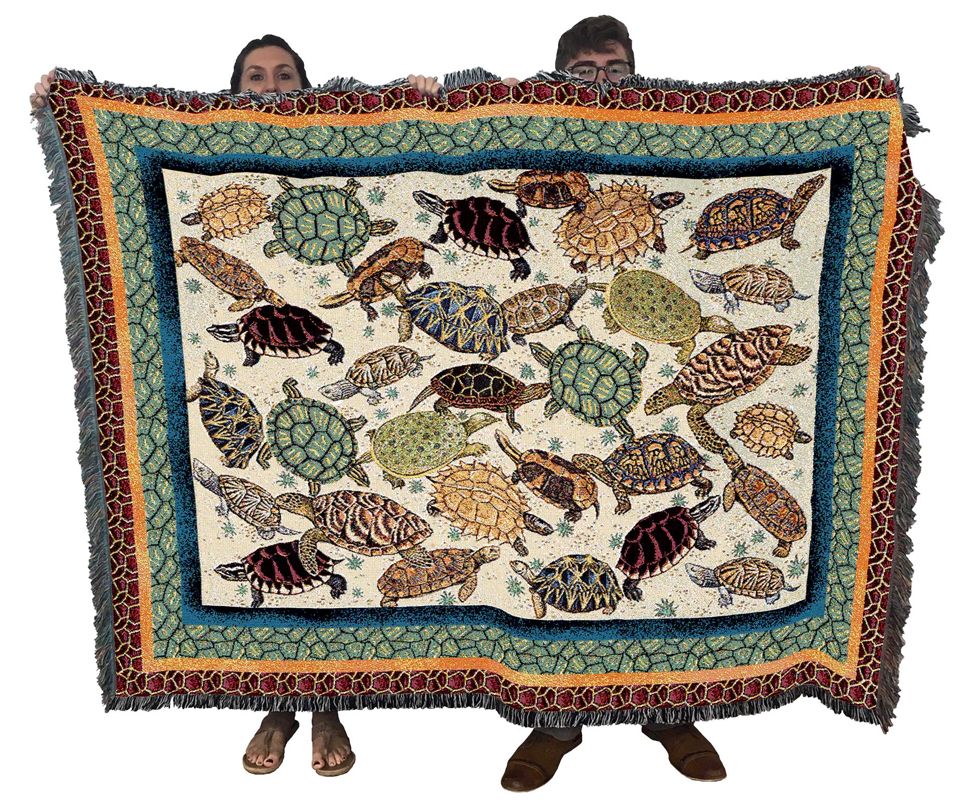 Pure Country Weavers Turtles Blanket By Elena Vladykina - Garden Floral Gift Tapestry Throw Woven From Cotton - Made In The Usa