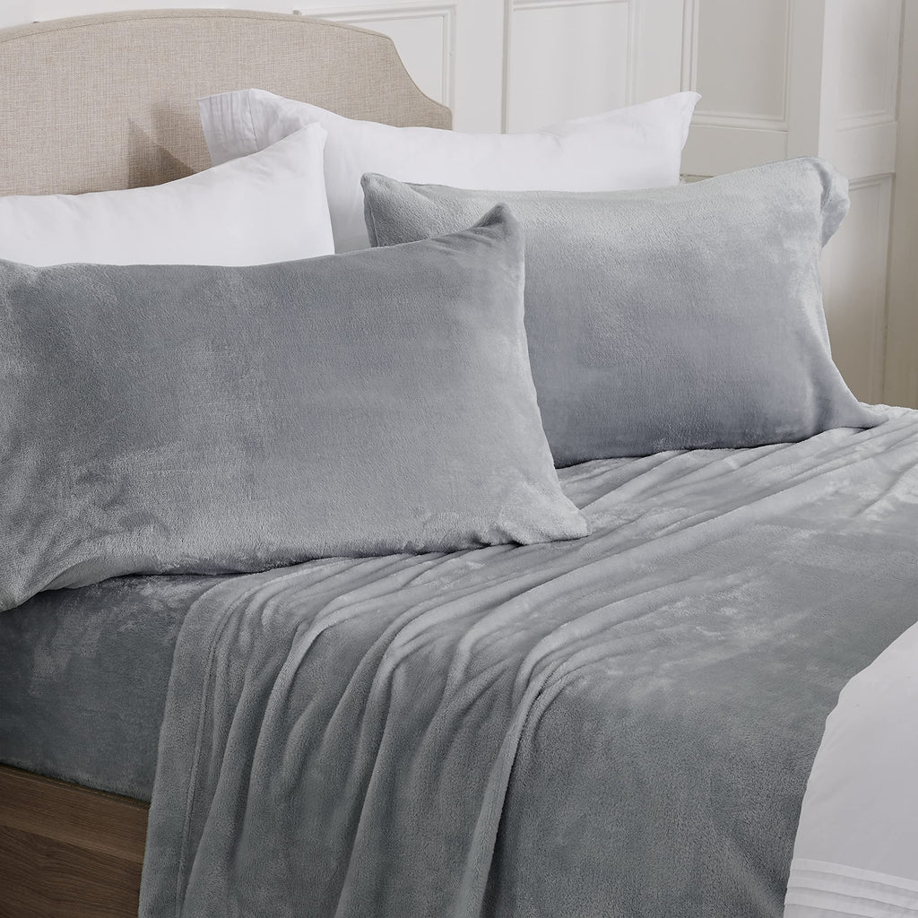Ultra Soft Micro Fleece Sheet Set With Deep Pockets - Plush Velvet & Polar Fleece For Cozy Warmth - Tribeca Collection (Queen, G