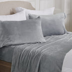Ultra Soft Micro Fleece Sheet Set With Deep Pockets - Plush Velvet & Polar Fleece For Cozy Warmth - Tribeca Collection (Queen, G