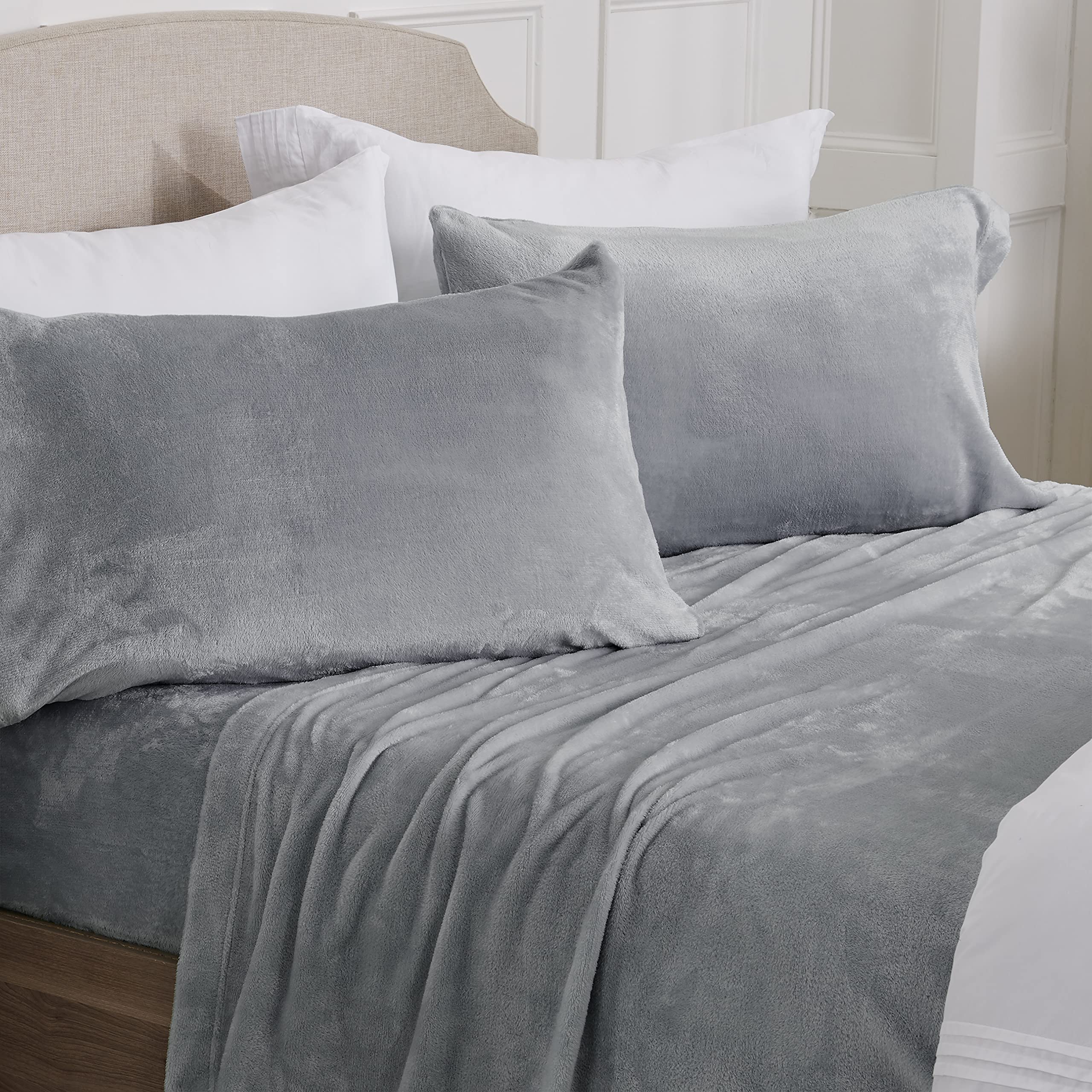 Ultra Soft Micro Fleece Sheet Set With Deep Pockets - Plush Velvet & Polar Fleece For Cozy Warmth - Tribeca Collection (Queen, G