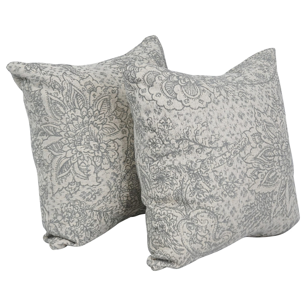 Blazing Needles Square Jacquard Throw Pillows, 17", Paislfrt Mica 2 Count